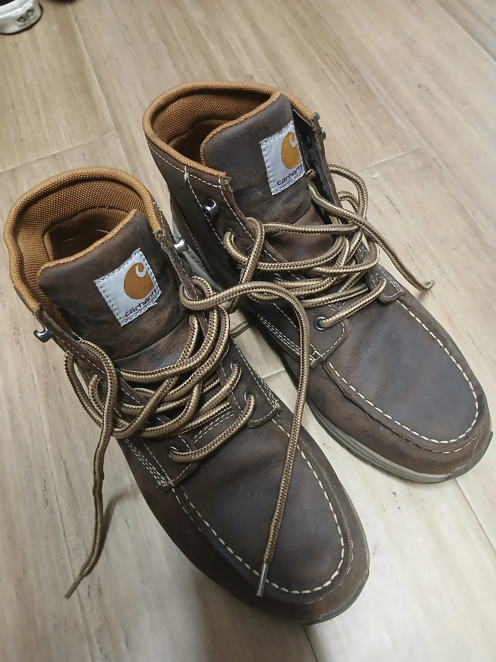 Carhartt Brown Leather Moc-Toe Men's Work Boots